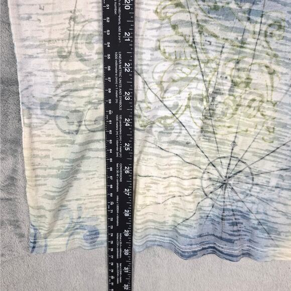 Cache Top Medium Vintage Y2K‎ Tee Floral Sheer Studded Cross Chains Tie Dye USA - Picture 5 of 6
